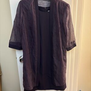 R&M Richards Karem Kwong Purple Sparkle 2 piece Dress and Cover Floral Sheer